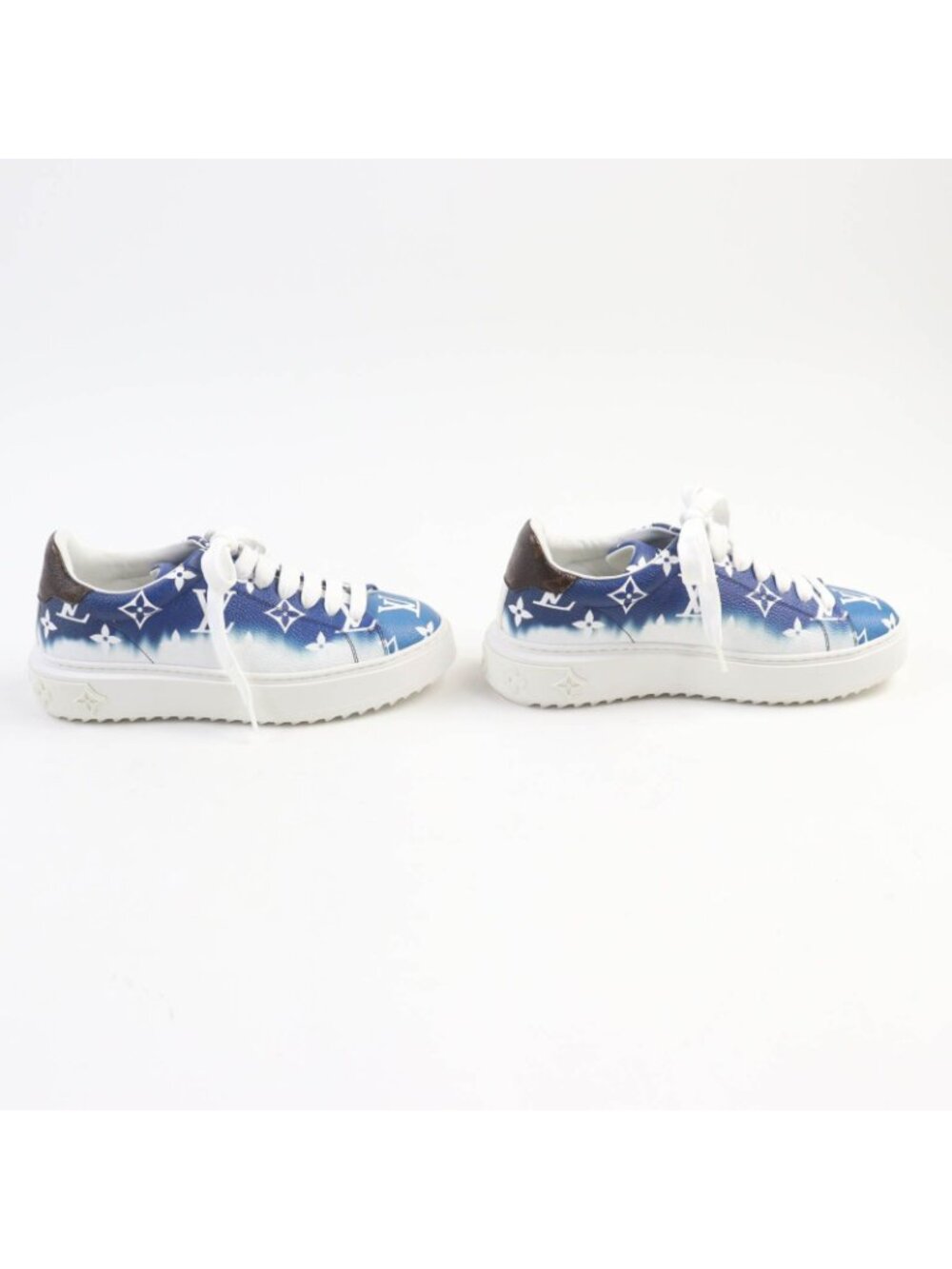 Louis Vuitton Time Out Line LV Escale Monogram Leather Sneakers Blue - Picture 3 of 14